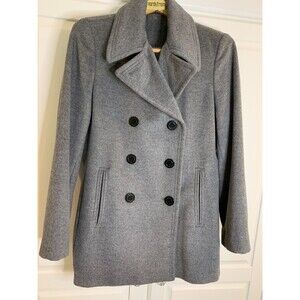 Calvin Klein Peacoat Jacket Double Breasted Gray Wool Silk Blend Women’s 8, NWOT